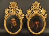 paire de portraits datant du XIXe siècle représentant un homme et une femme