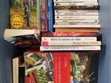 de nombreux livres sur l'étagère dans la boîte bleue