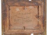 an old picture of a piece of wood with writing on it