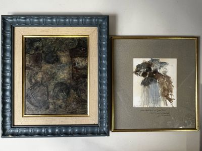 deux tableaux encadrés sur le mur d'une pièce