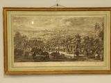 painting of a view of a city with a lot of people in it
