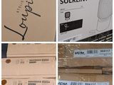 quatre photos différentes d'une boîte contenant divers objets