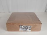 a brown paper bag on a table with a white background