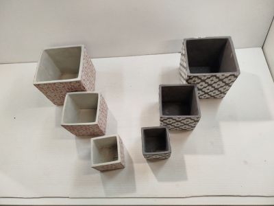Lot de 6 - ATMOSPHERA - Cache-pots cubiques - Motifs géométr…