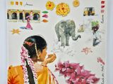 une photo d'un tableau représentant une femme et un éléphant