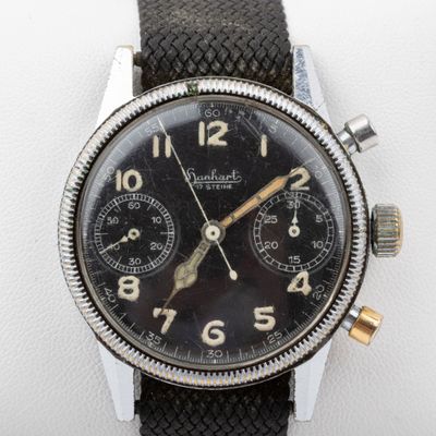 HANHART Montre chronographe homme, boitier 40 mm acier, mouv…