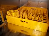 a yellow basket that is inside of an oven