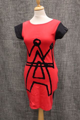 JC DE CASTELBAJAC – Robe en coton rouge et noir, fermeture éclair...