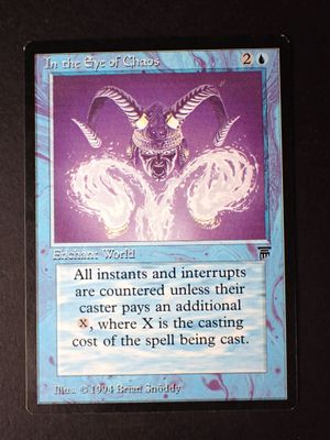 a card with a picture of a demon on it