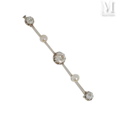 Broche barrette perles diamants