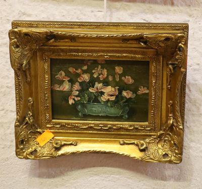 a picture of a painting of flowers in a vase