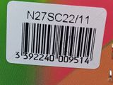 a barcode with a bar code on it on a colorful background