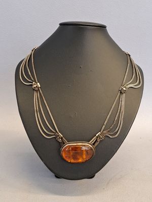 Collier draperie en argent 925 millièmes, composé de quatre rangs de c - Photo 1