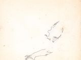 drawing of a woman ' s face with her hands on a piece of paper