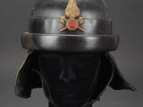 a close up of a helmet on a mannequin head