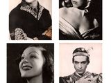 four black and white photos of a woman and a man and a woman