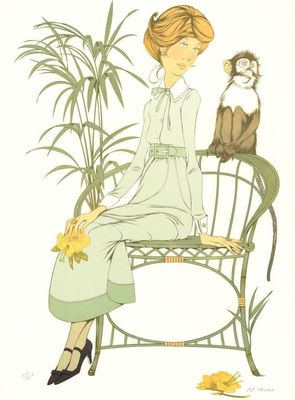 Philippe Henri NOYER (1917-1985) - Femme et singe, Lithograp…