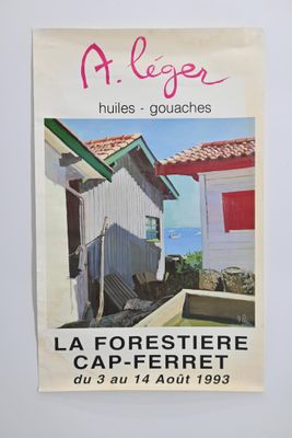 A.LÉGER, XXe Affiche d'exposition "La forestière Cap-Ferret …