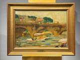 un tableau représentant un bateau, exposé dans un musée