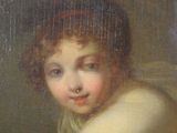 painting of a young girl with a red headband in a white dress