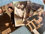 three old photos of a man and a woman on a bed