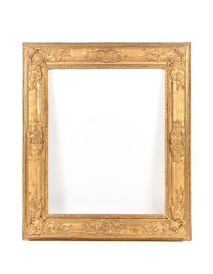 an ornate gold frame with a white background