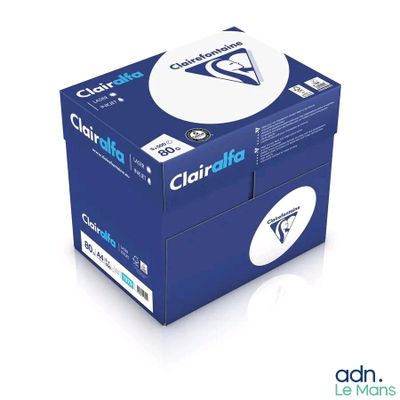une boîte bleue sur laquelle figure un logo blanc
