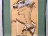 painting of a woman in a hat and dress with pearls