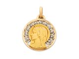 un pendentif Saint-Benoît plaqué or orné de cristaux transparents