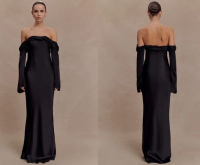 deux photos d'une femme en robe noire et d'une femme en robe noire