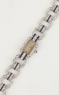 an art deco diamond and sapphire bracelet
