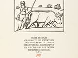 an old book with a drawing of a man plowing a field