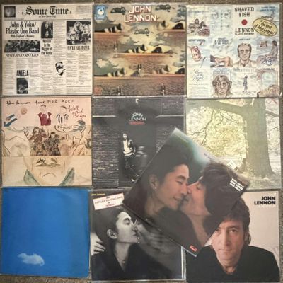 a picture of a collage of records on the wall
