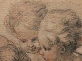 an image of a drawing of two children kissing each other