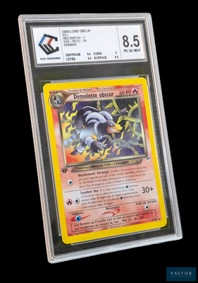 une image d'une carte Pokémon dans un étui en plastique