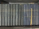 many books on the shelf in the box