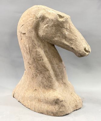 sculpture of a horse ' s head on a white background