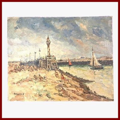 LAVOINE Robert 1916-1999 : Trouville, la Plage.