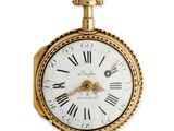 une montre de poche en or avec des chiffres romains sur le cadran