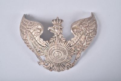 une image représentant une broche en argent surmontée d'une couronne