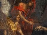 an image of a painting of a man kneeling down next to a woman
