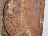 an old rusted metal door handle on a white background