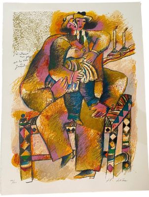 an image of a painting of a man sitting on a chair