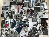 un collage de photos de personnes et d'animaux posé sur une table
