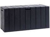 the large black storage box is open and ready to be used