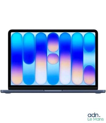 une image représentant un ordinateur portable dont l'écran affiche un motif bleu et violet