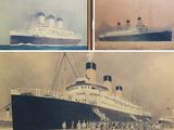 quatre photos différentes d'un grand navire à l'eau