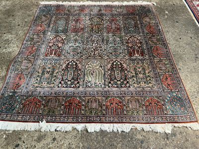 an image of a rug is laying on the floor next to a wall