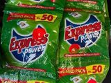 several packets of express power are stacked on top of each other
