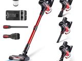 un lot de quatre aspirateurs différents, accompagnés d'accessoires variés